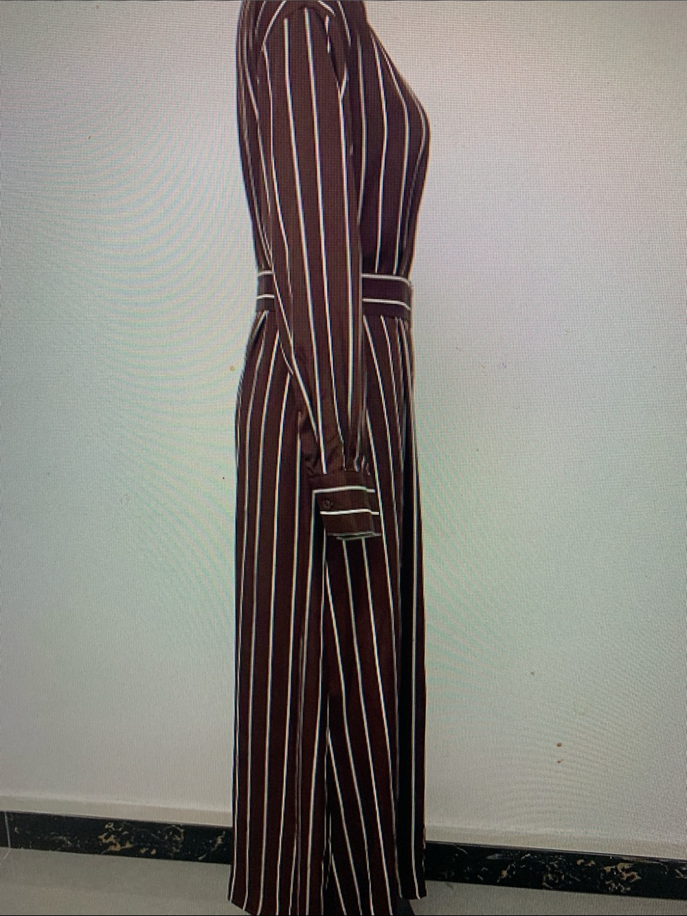 Striped Brown Belted Shirt Dress - Women - Picture 3 of 4